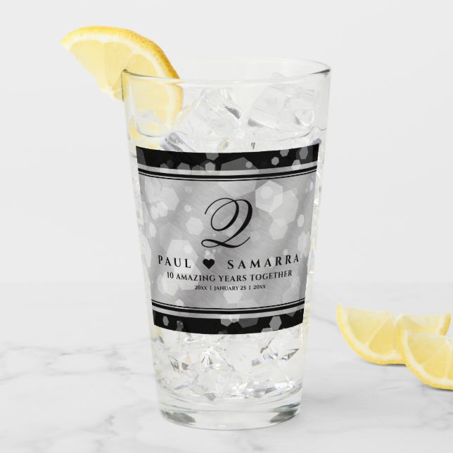 Elegant 10:e års Tenn Bröllopsjubileum Glaskopp (Framsida Ice)