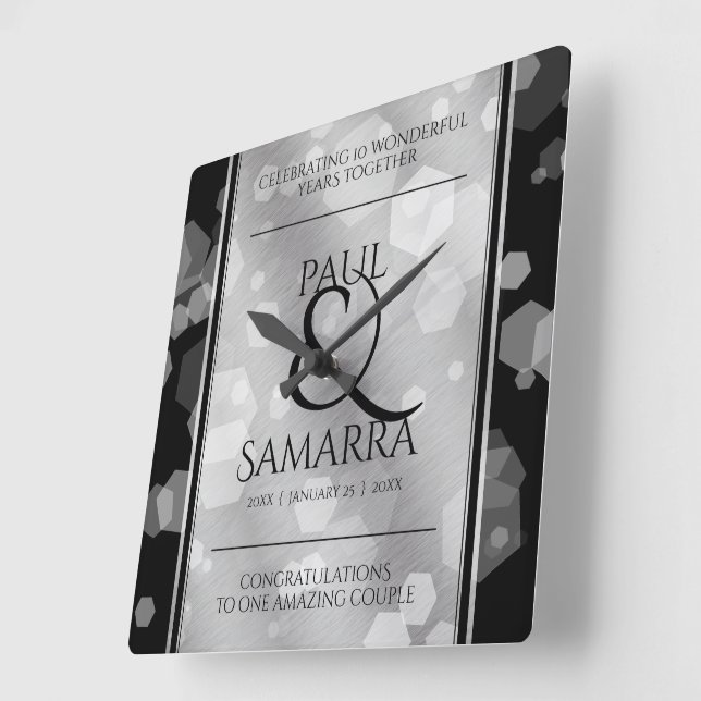 Elegant 10:e årsdagen av Bröllop i Tin Fyrkantig Klocka (Vinkel)