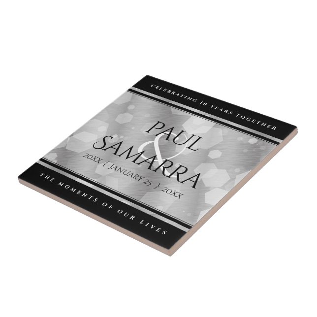 Elegant 10:e årsdagen av Tin Bröllop i Firande Kakelplatta (Sidan)