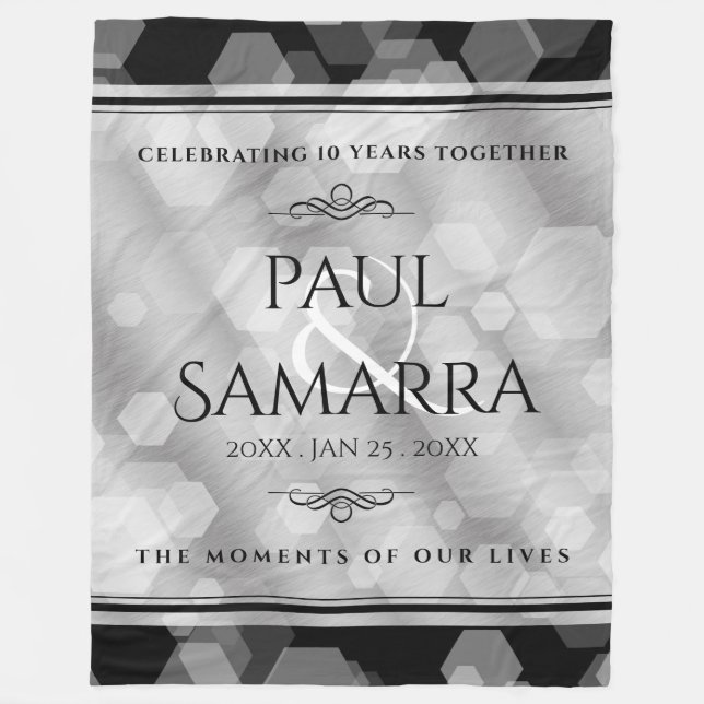 Elegant 10:e årsdagen för Tin Bröllop Firande Fleecefilt (Framsidan)