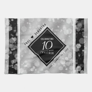 Elegant 10:e årsdagen för Tin Bröllop Firande Kökshandduk