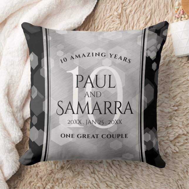 Elegant 10:e årsdagen för Tin Bröllop Firande Kudde (Filt)