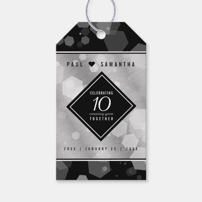 Elegant 10:e årsdagen för Tin Bröllop Firande Presentetikett (Framsidan)