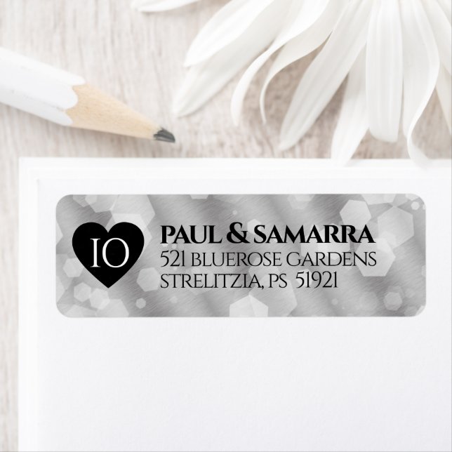 Elegant 10:e årsdagen för Tin Bröllop Firande Returadress Etikett (Insitu)