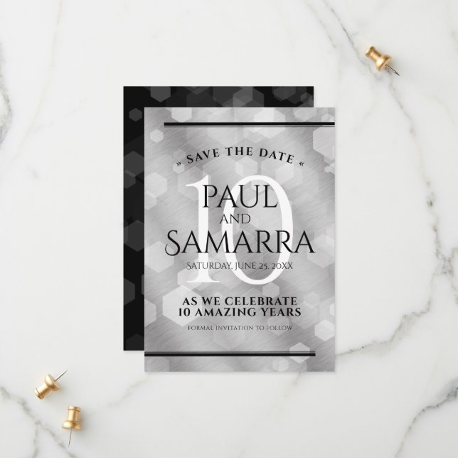 Elegant 10:e årsdagen för Tin Bröllop Firande Spara Datumet (Fram/Back In Situ)