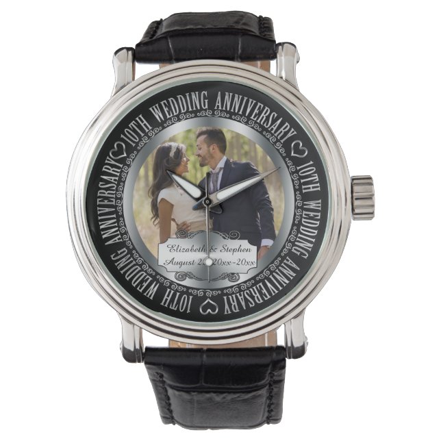 Elegant 10:e Bröllop-årsdagen Foto Namn Armbandsur (Framsida)