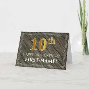 Elegant 10:e födelsedagen: Faux Wood, Faux Guld lo Kort