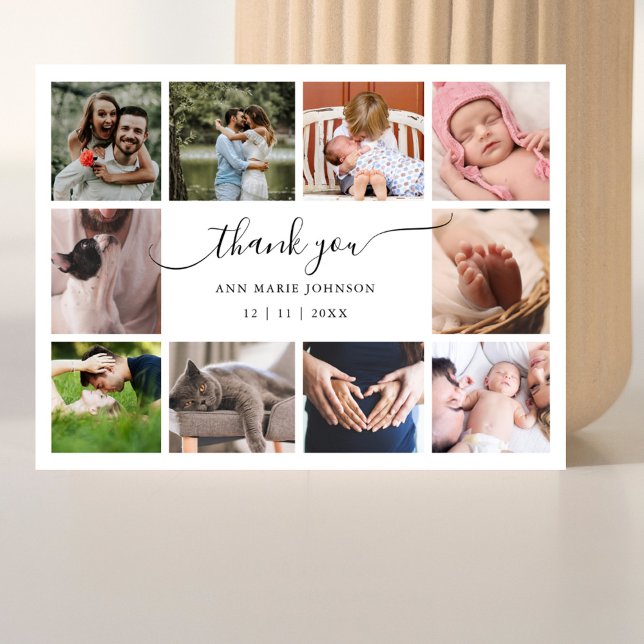 Elegant 10 Foto Collage Baby Shower Tacksamhetskor Helg Vykort (Skapare uppladdad)