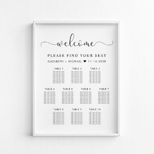 Elegant 10 sittplatsplan för Bord Bröllop Poster