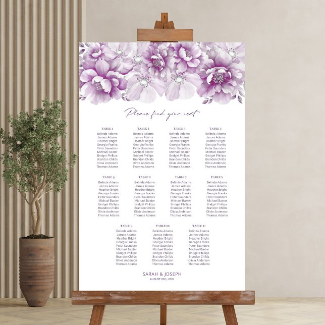 Elegant 11 bord Rosa Blommig Bröllops Placeringspl Poster (Skapare uppladdad)