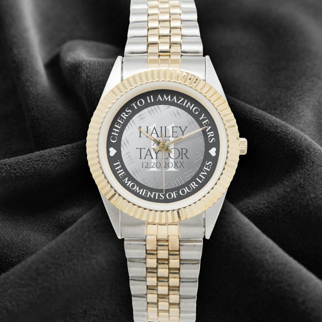 Elegant 11:e årsdagen för stålåret Bröllop Armbandsur (Elegant 11th Steel Wedding Anniversary Wristwatch Cover Photo)