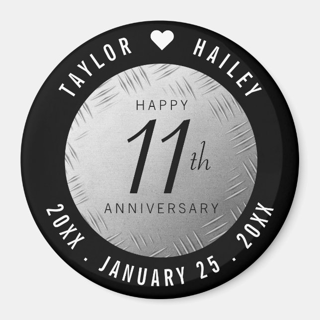 Elegant 11:e årsdagen för stålåret Bröllop Firande Magnet (Framsidan)