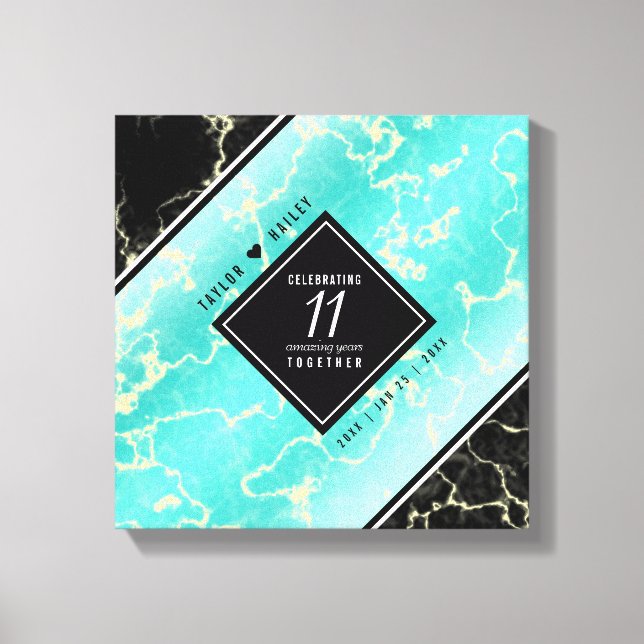 Elegant 11:e årsdagen för Turkos Bröllop Canvastryck (Framsida)