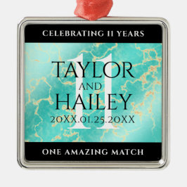 Elegant 11:e årsdagen för Turkos Bröllop Julgransprydnad Metall