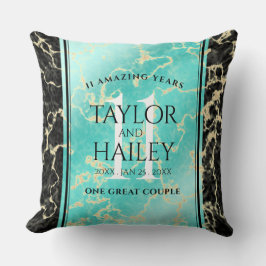 Elegant 11:e årsdagen för Turkos Bröllop Kudde