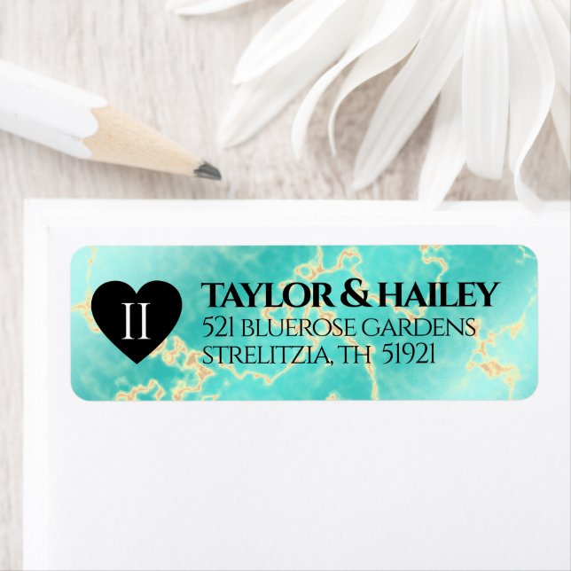 Elegant 11:e årsdagen för Turkos Bröllop Returadress Etikett (Insitu)