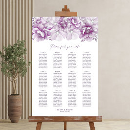 Elegant 12 Bord Rosa Blommigt Bröllop, sittdiagram Poster