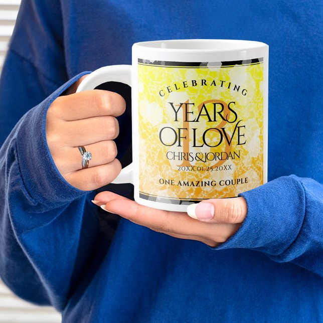 Elegant 13:e årsdagen för Bröllop Jumbo Mugg (13th Wedding Anniversary Jumbo Coffee Mug Cover Photo.)