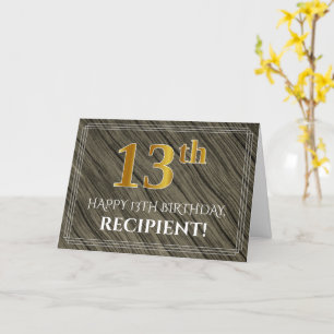 Elegant 13:e födelsedagen: Faux Wood, Faux Guld lo Kort