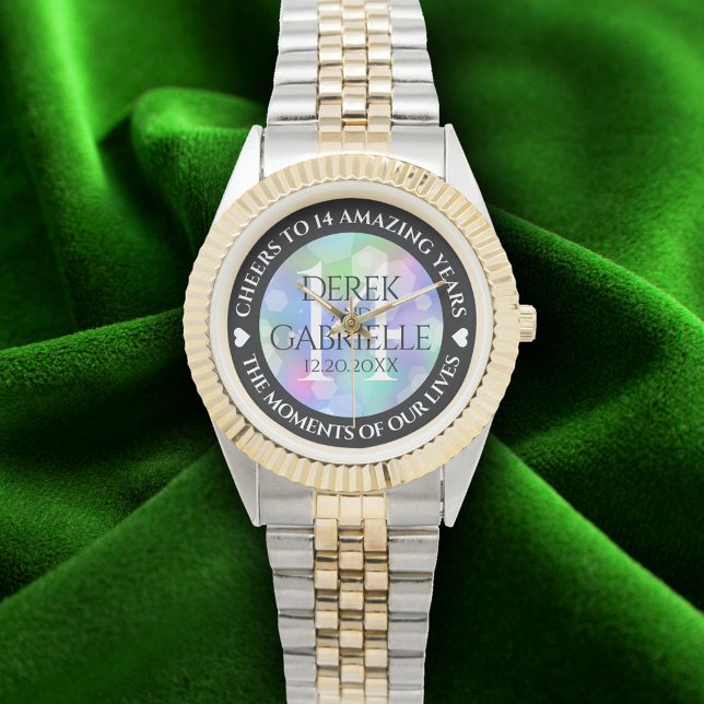 Elegant 14:e årsdagen för Opal Bröllop Firande Armbandsur (Elegant 14th Opal Wedding Anniversary Wristwatch Cover Photo)
