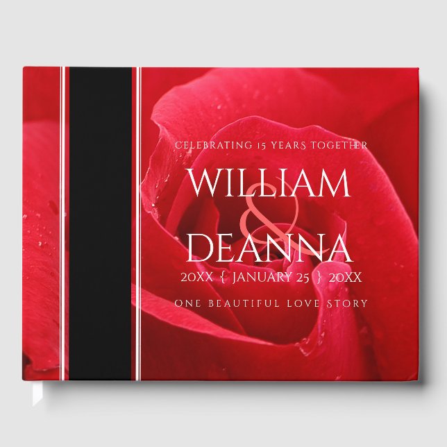 Elegant 15:e 26:e 36:e årsdagen för Bröllop i Ro Gästböcker (Framsida)