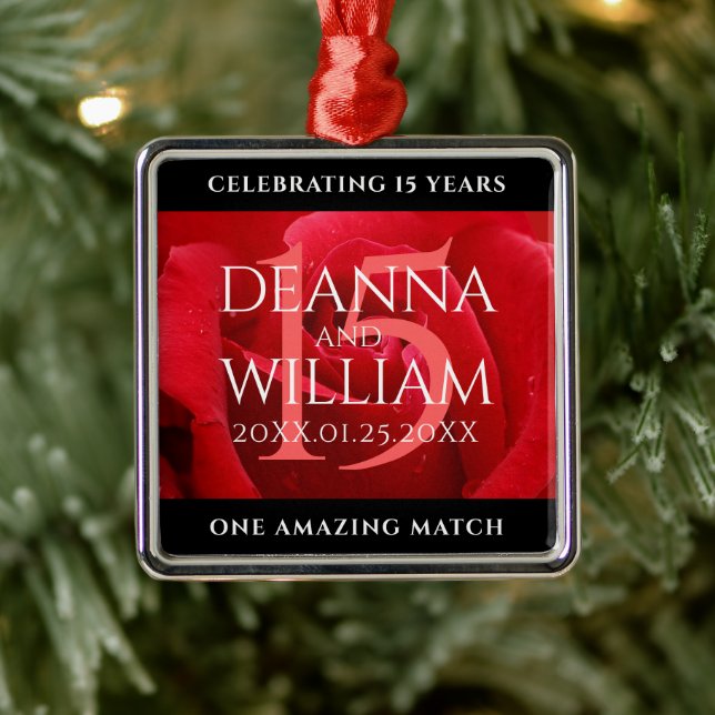 Elegant 15:e årsdagen för Bröllop i Ro Firande Julgransprydnad Metall (Träd)