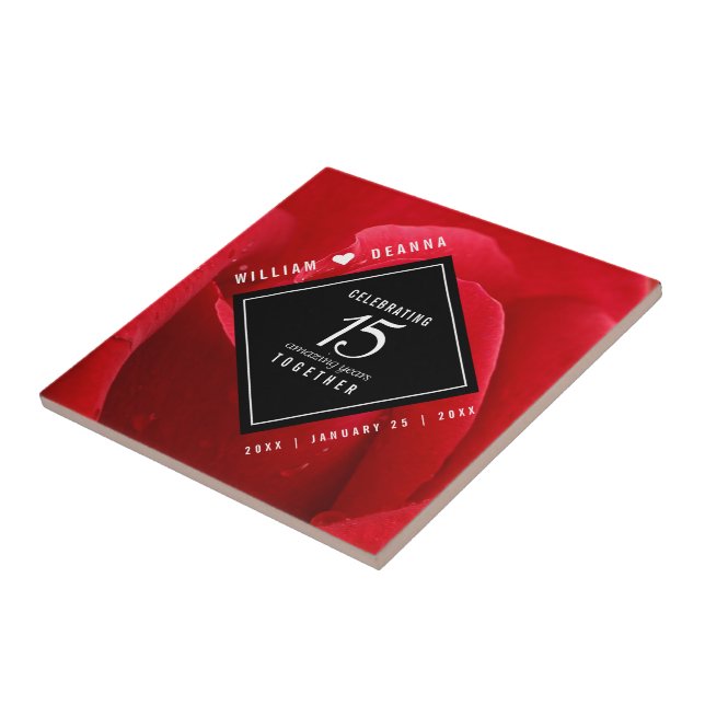 Elegant 15:e årsdagen Ro Bröllop Kakelplatta (Sidan)