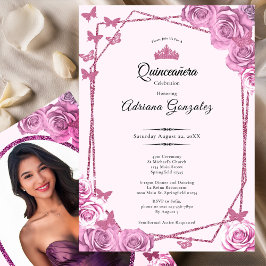 Elegant 15th birthday pink Quinceanera Inbjudningar
