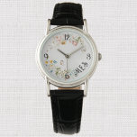 Elegant 1600s Nederländska Blommigten "Subtle Past Armbandsur<br><div class="desc">En klassisk dam-klocka med elegant vattenfärgspasteller är fortfarande livekonst tryckt på platina färg. Ändra eller ta bort initialer i monogram enkelt med hjälp av mallen. Designad med krokpräglat brunt läderband och silver legerat fodral. Det finns 15 stilar, fyra överdimensionerade. Trehandsanalog Japan Quartz®. Se "Om den här produkten" på sidan för...</div>