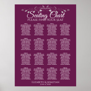 Elegant 16 Bord Cassis Bröllop Sittplatsdiagram Poster