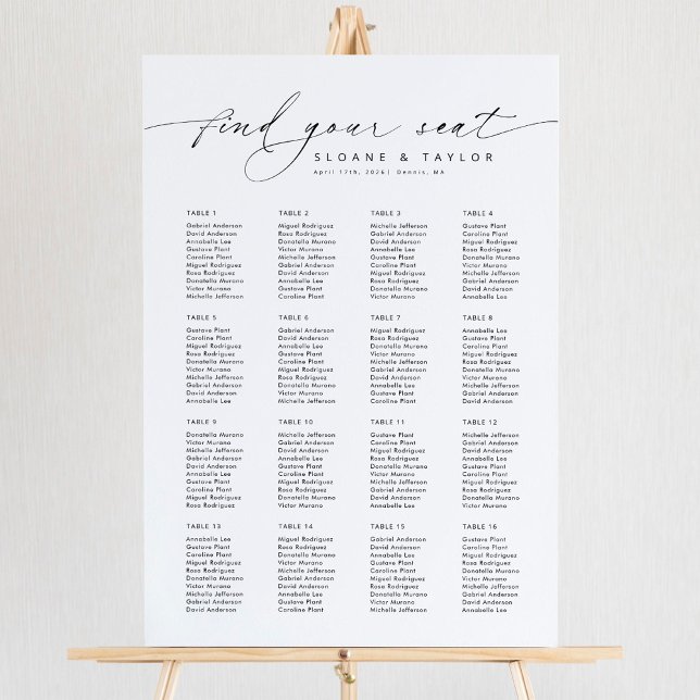 Elegant 16 Bord Hitta Din Plats Placeringsplan Poster (Skapare uppladdad)