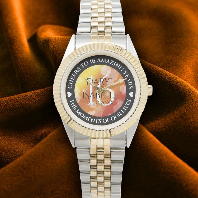 Elegant 16:e årsdagen för Golden Topaz Bröllop Armbandsur (Elegant 16th Golden Topaz Wedding Anniversary Wristwatch Cover Photo)
