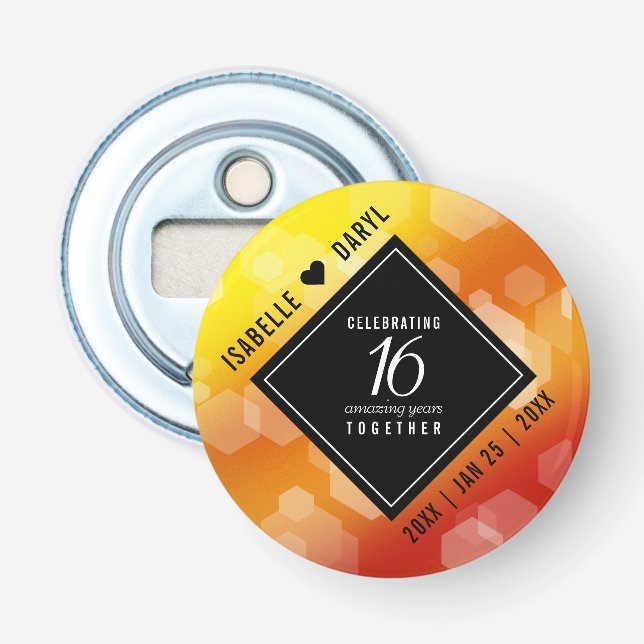 Elegant 16:e årsdagen för Golden Topaz Bröllop Flasköppnare (Framsidan)