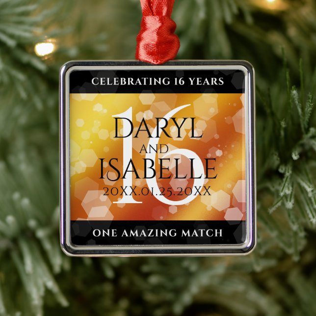 Elegant 16:e årsdagen för Golden Topaz Bröllop Julgransprydnad Metall (Träd)