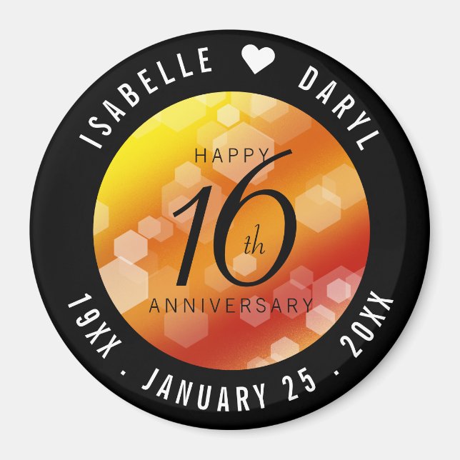 Elegant 16:e årsdagen för Golden Topaz Bröllop Magnet (Framsidan)