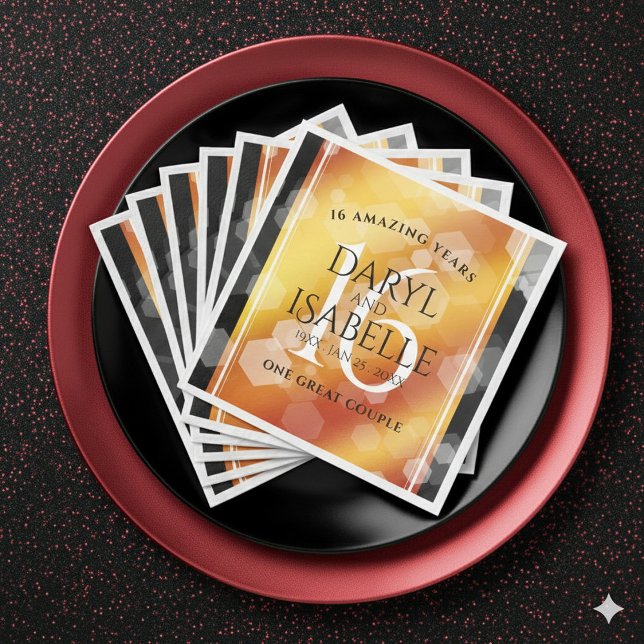 Elegant 16th Golden Topaz Wedding Anniversary Pappersservett (Elegant 16th Golden Topaz Wedding Anniversary Napkins Cover Photo)