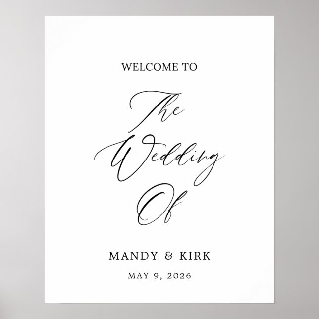 Elegant 16x20 Welcome Wedding Sign | Personalized  Poster (Framsidan)
