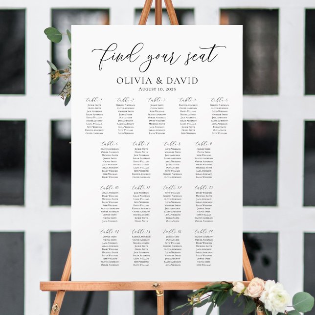 Elegant 17 Bord Hitta Din Plats Placeringsplan Poster (Skapare uppladdad)
