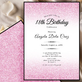 Elegant 18-årsfirande Rosa Glitter Debut Inbjudningar
