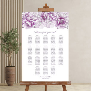 Elegant 18 Bord Rosa Blommigt Bröllop, sittdiagram Poster