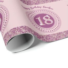 Elegant 18:e födelsedag Ro Guld Glitter & Rand Presentpapper