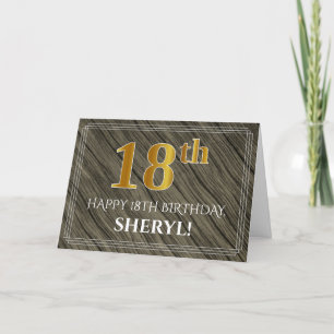 Elegant 18:e födelsedagen: Faux Wood, Faux Guld lo Kort