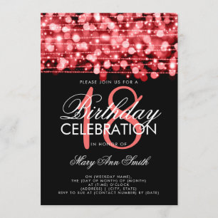 Elegant 18:e Födelsedagsfesten Sparkles Red Inbjudningar