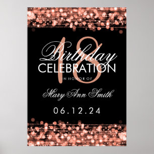 Elegant 18:e Födelsedagsfesten Sparkles Ro Guld Poster