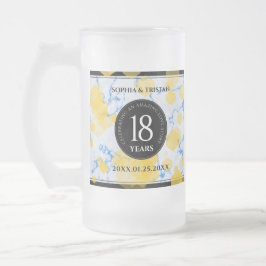 Elegant 18:e Porcelain Bröllop-årsdagen Frostat Ölglas