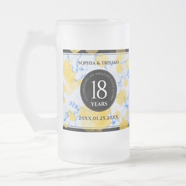 Elegant 18:e Porcelain Bröllop-årsdagen Frostat Ölglas (Vänster)