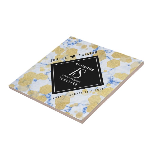 Elegant 18:e Porcelain Bröllop-årsdagen Kakelplatta (Sidan)