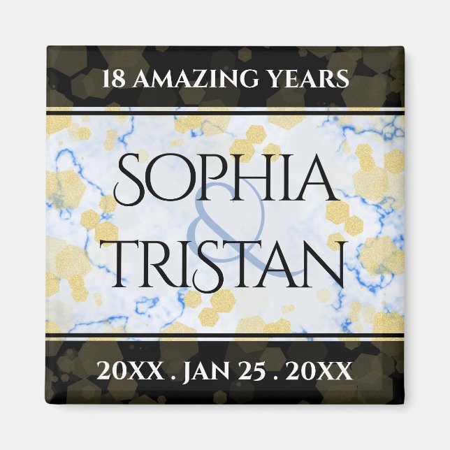 Elegant 18:e Porcelain Bröllop-årsdagen Magnet (Framsidan)