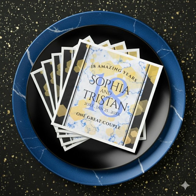 Elegant 18:e Porcelain Bröllop-årsdagen Pappersservett (Elegant 18th Porcelain Wedding Anniversary Napkins Cover Photo)