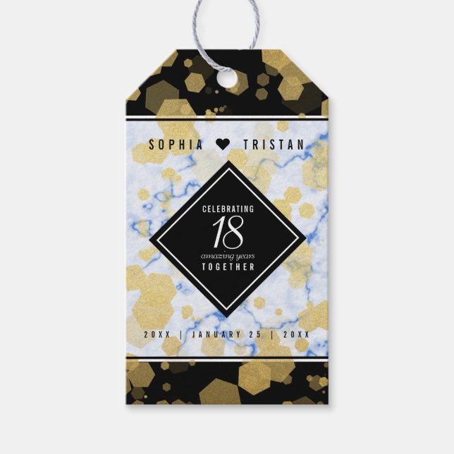 Elegant 18:e Porcelain Bröllop-årsdagen Presentetikett (Framsidan)